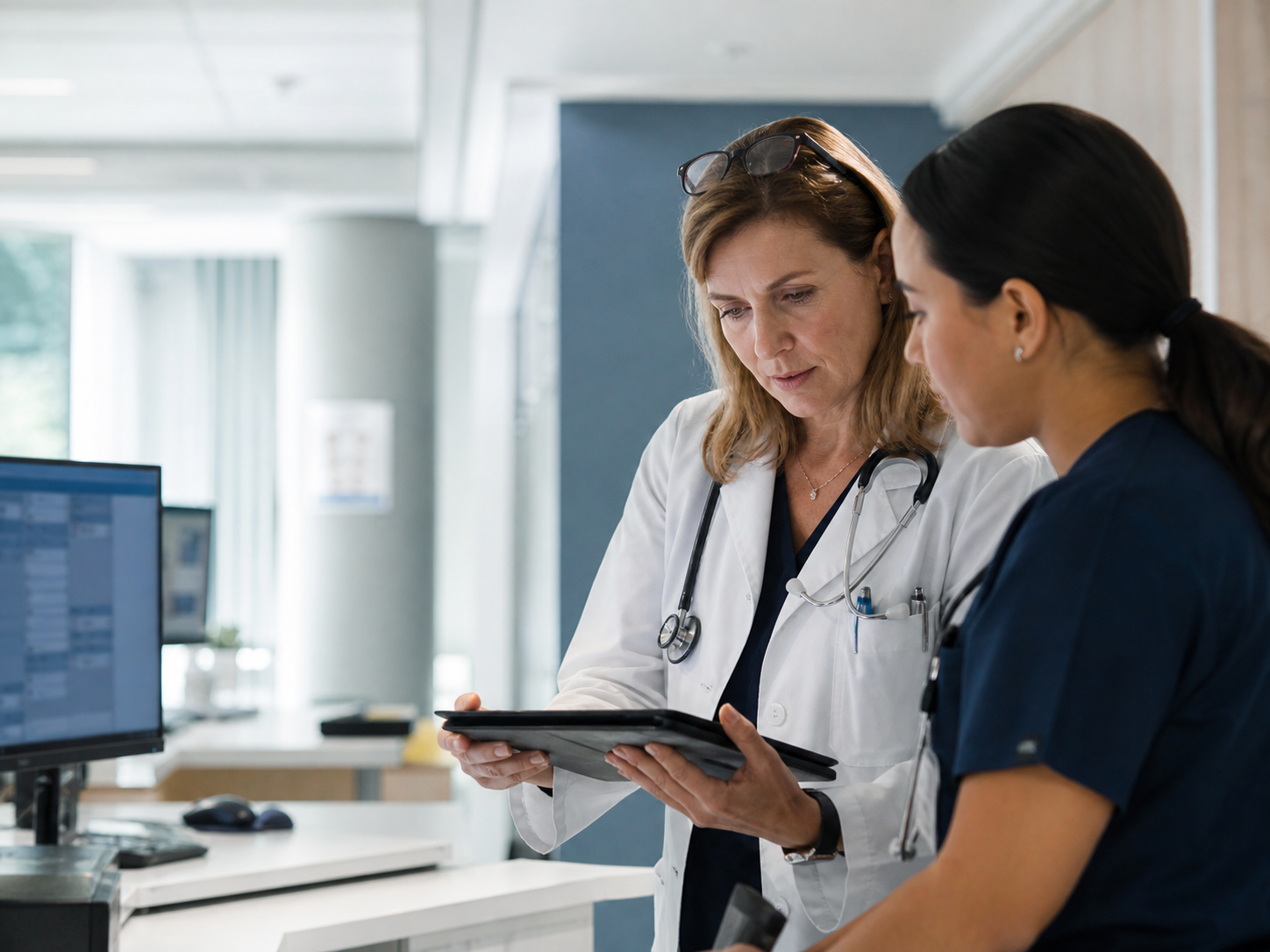 Healthcare professionals reviewing protected patient information